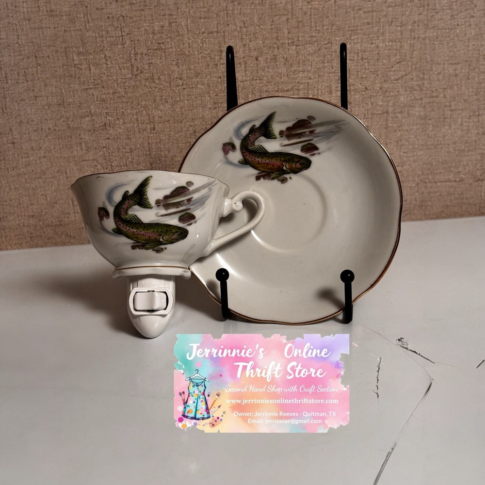 Vintage Fish Trout Teacup Night Light – Plug-In